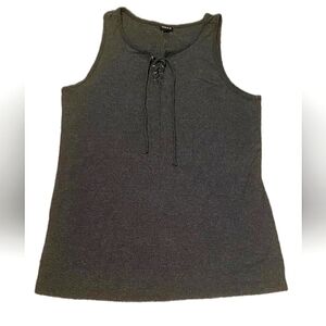 Torrid Mineral Wash Dark Gray Lace up Ribbed Tank Top. Woman’s Sz.3 (3XL)